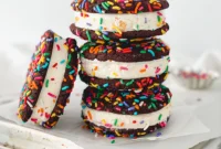 Chocolate Sprinkle Cookie Ice Cream Stacks