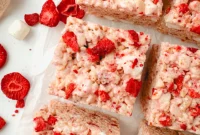 Pink Strawberry Krispie Squares