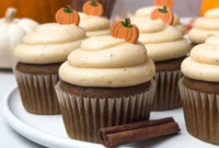 Pumpkin Cupcakes with Cream Cheese Swirl