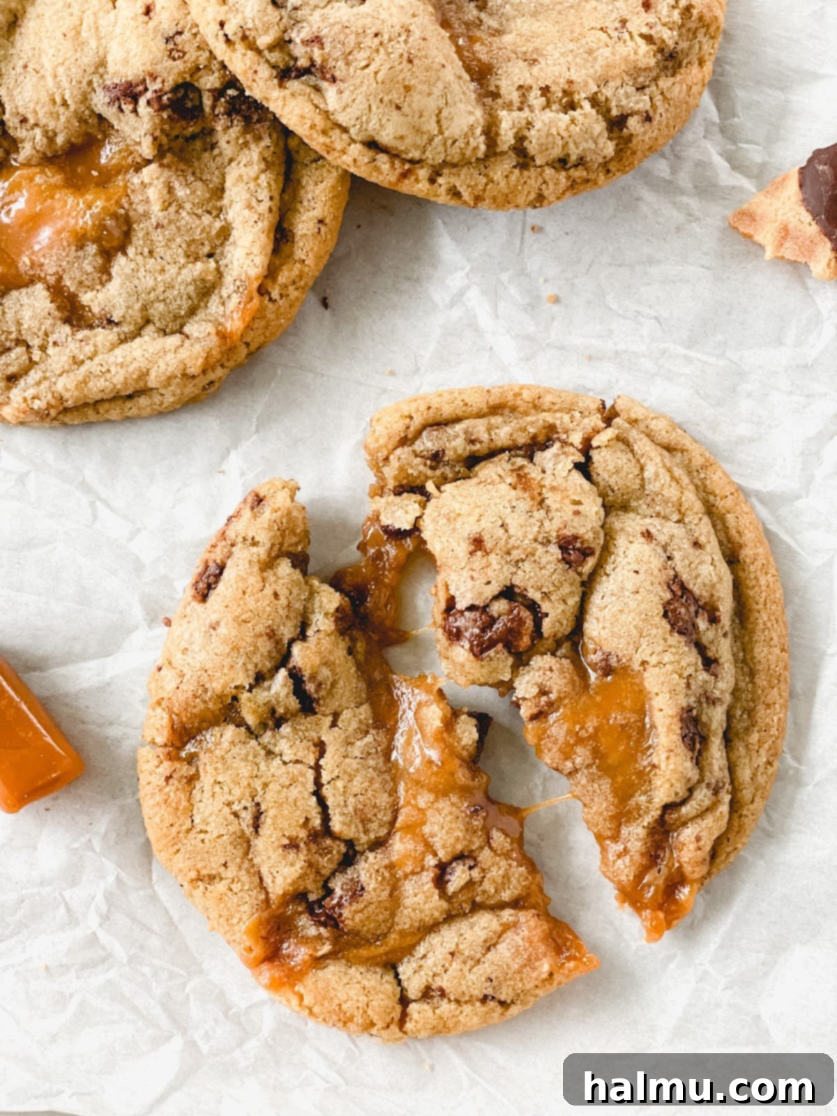 A final shot of Caramel Cone Crunch Cookies, ready to be eaten