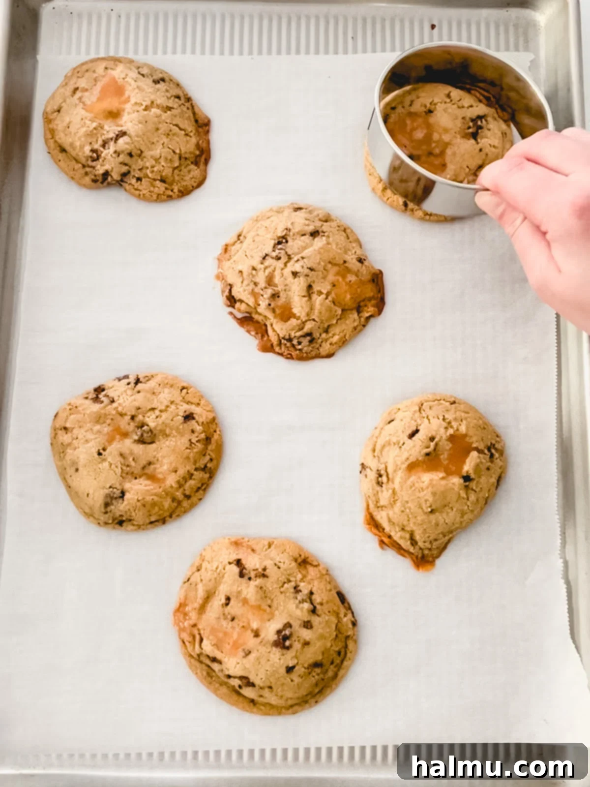 A stack of Caramel Cone Crunch Cookies ready to be enjoyed
