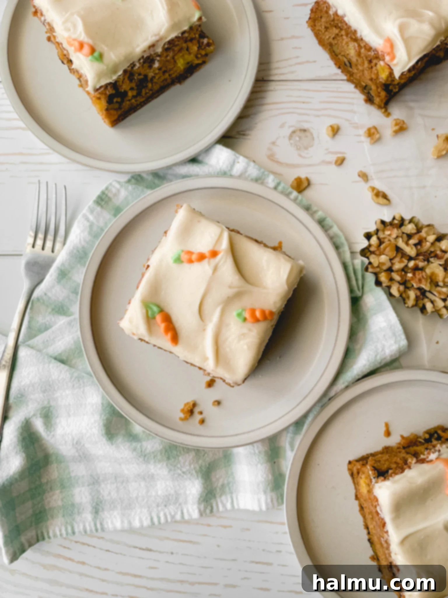 Delicious and moist carrot cake with brown butter cream cheese frosting