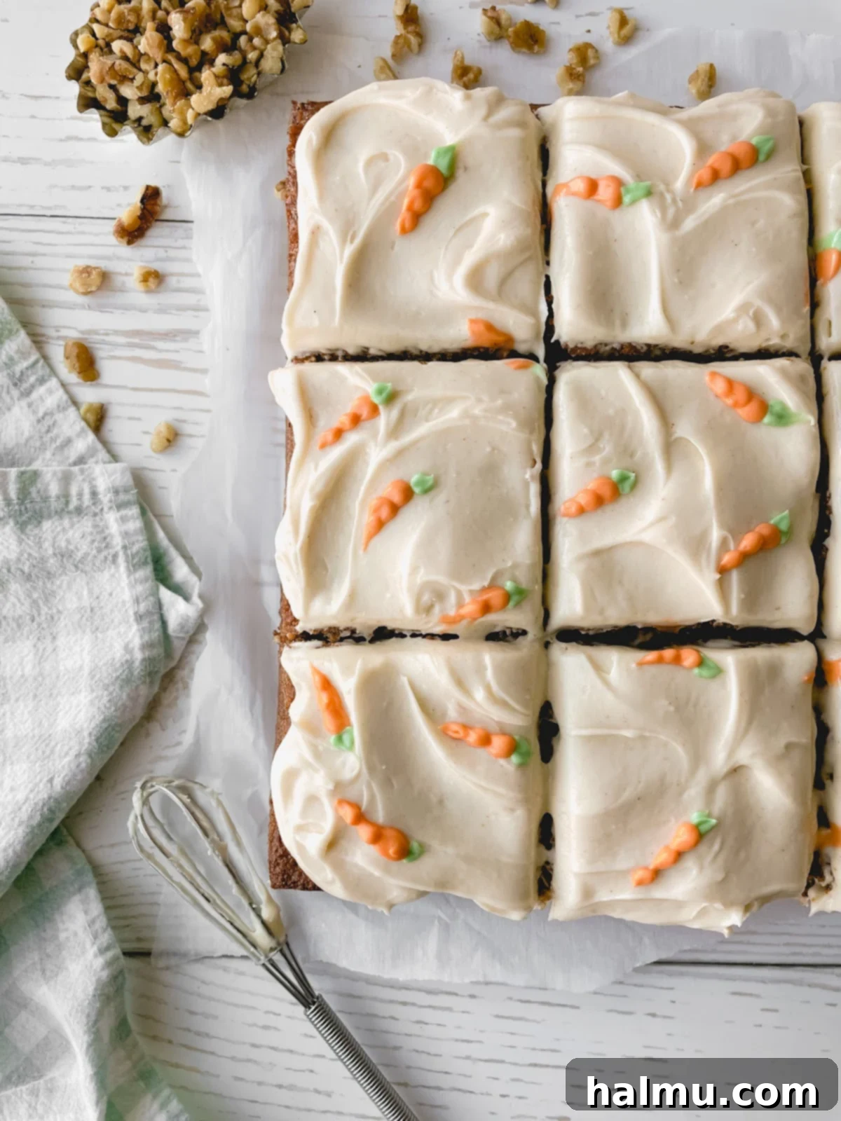 Close-up of the moist carrot cake batter before baking
