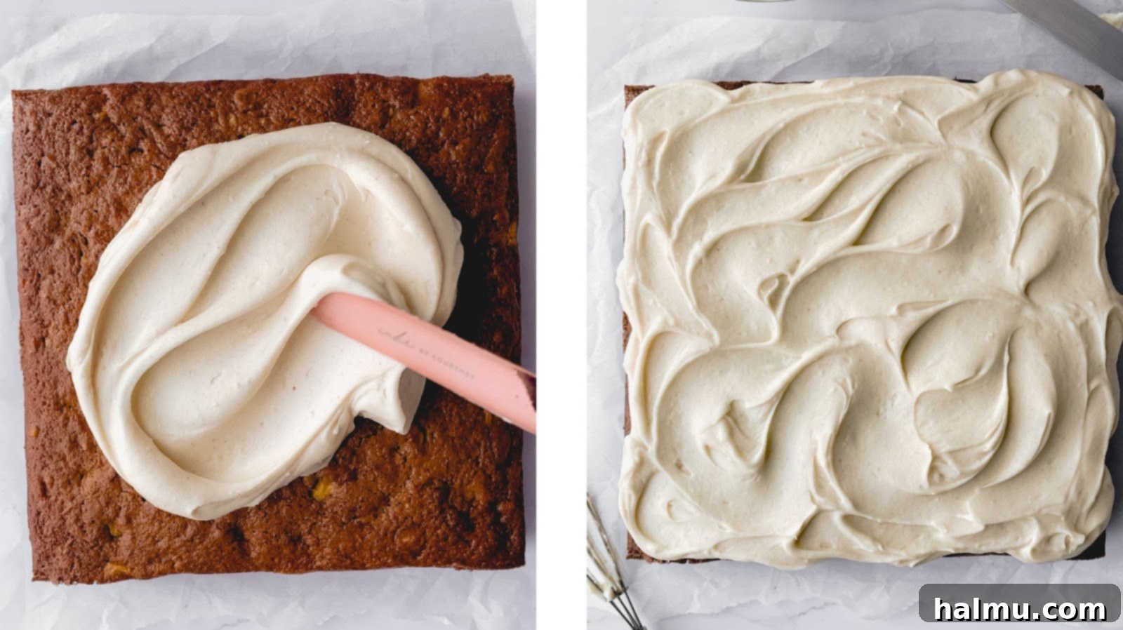 Carrot cake decorated with piped frosting carrots