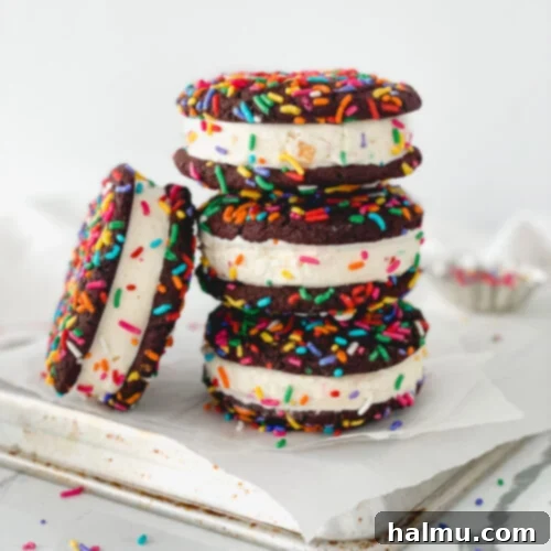 Chocolate Sprinkle Cookie Ice Cream Stacks 11 Chocolate Sprinkle Cookie Ice Cream Sandwiches