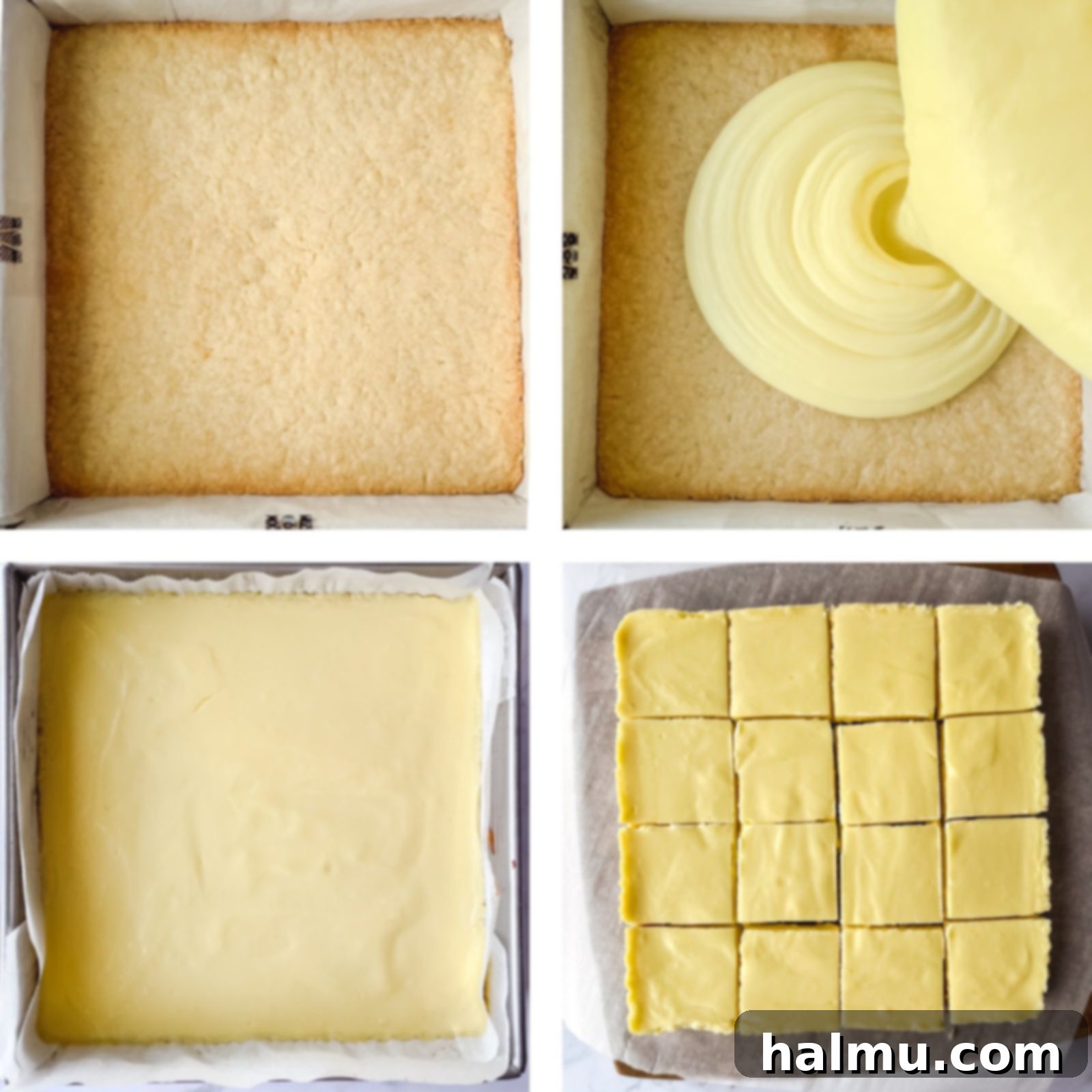 A close-up of a Lemon Brûlée Bar with a perfect caramelized sugar top, ready to be cracked.