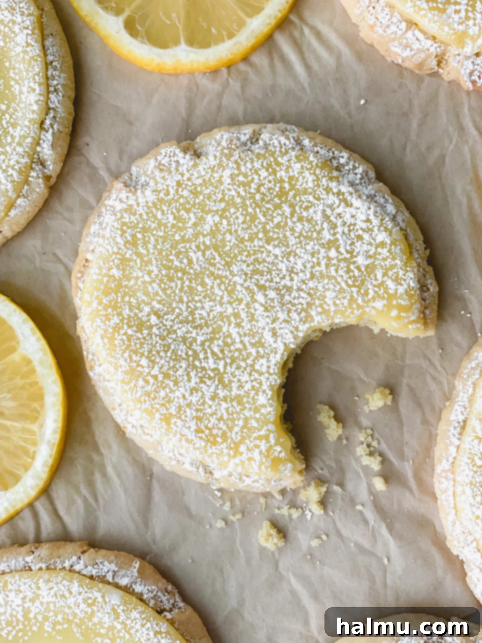 Tangy Lemon Curd Delights 2 Delicious Lemon Curd Cookies with powdered sugar dusting