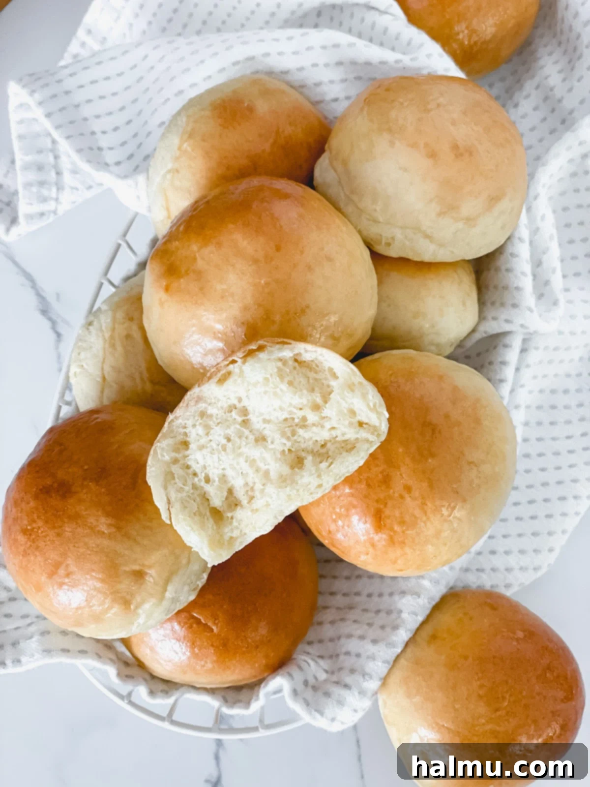 Close-up of a Mini Brioche Slider Bun cut in half