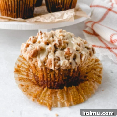 Harvest Pumpkin Cinnamon Crumble Muffins 10 A delicious Pumpkin Cinnamon Streusel Muffin with maple glaze.