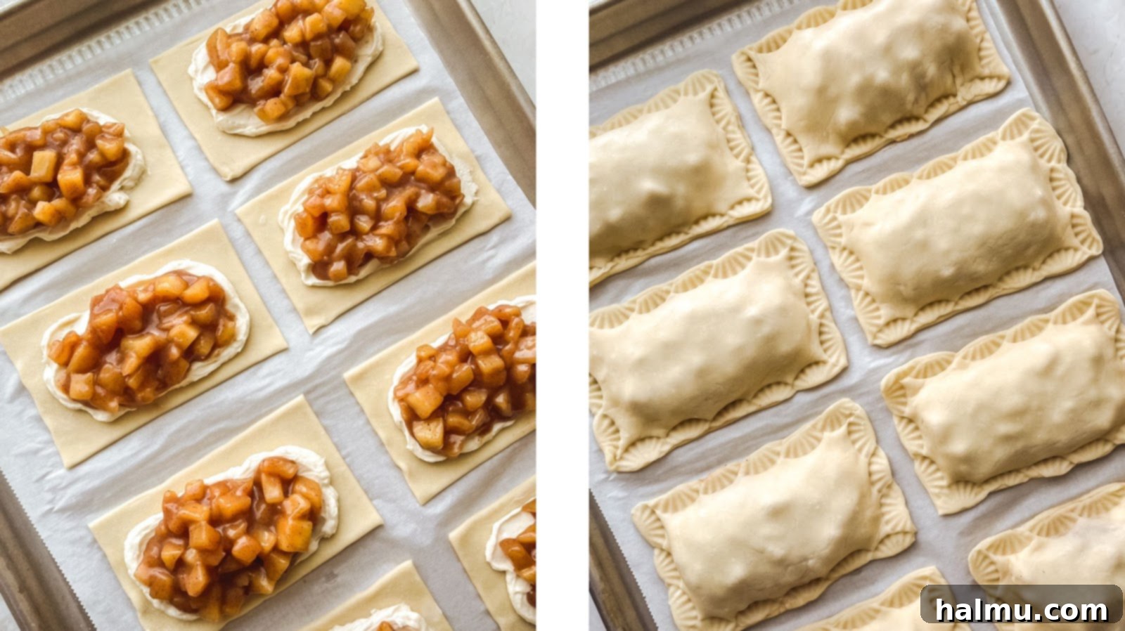 Apple Cheesecake Toaster Tarts 7 Assembled Apple Cheesecake Pop-Tarts before baking