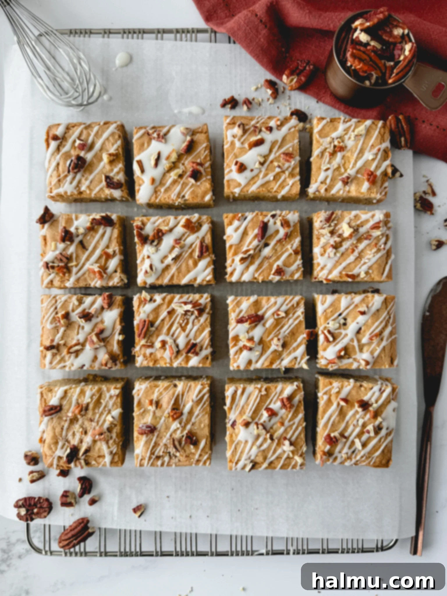 Various kitchen utensils and ingredients, including a saucepan, spatula, and butter, illustrating the process of browning butter.