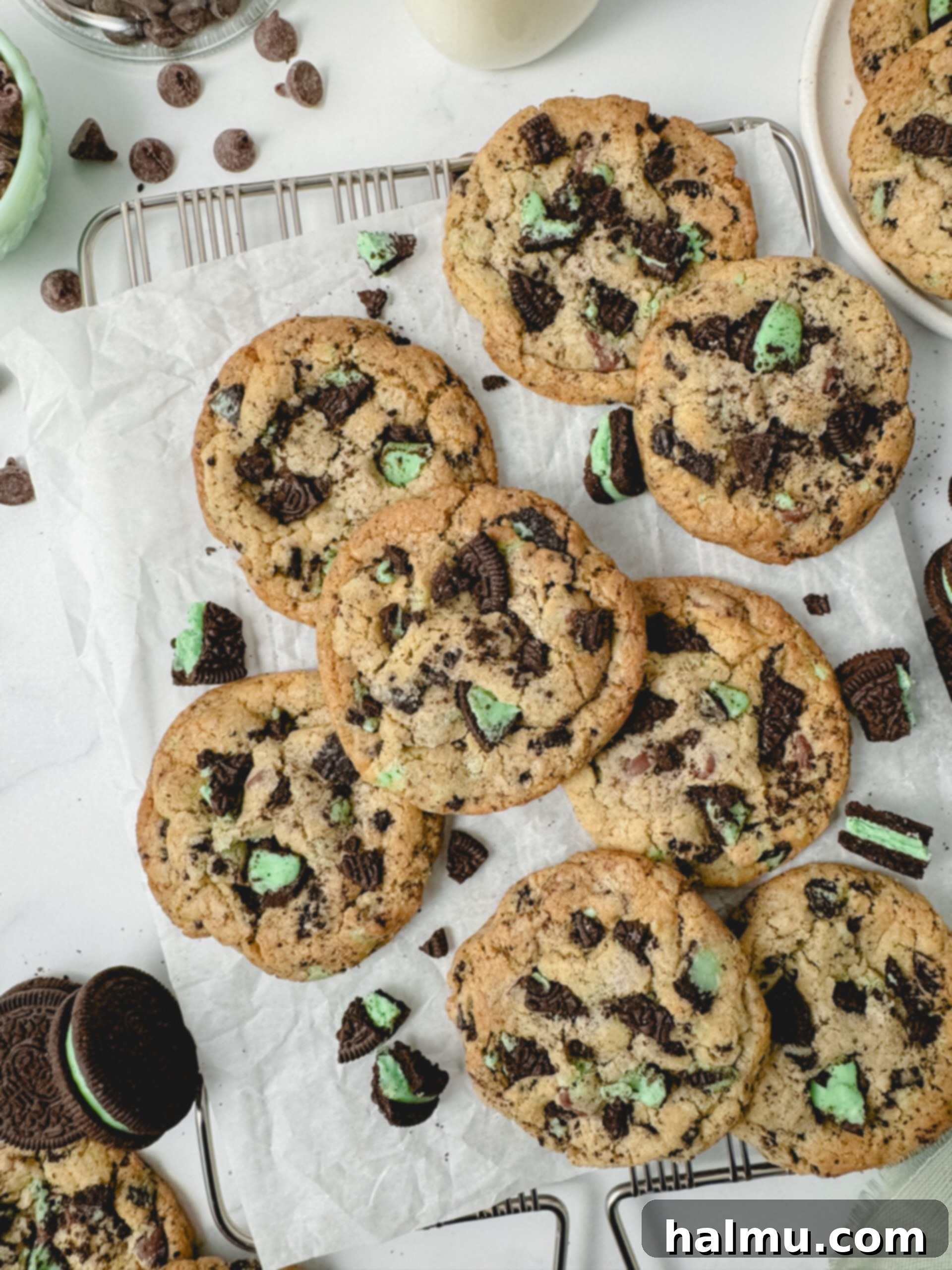 Mint Oreo Indulgence 2 Soft and chewy Mint Oreo Cookies with crushed Oreos and chocolate chips