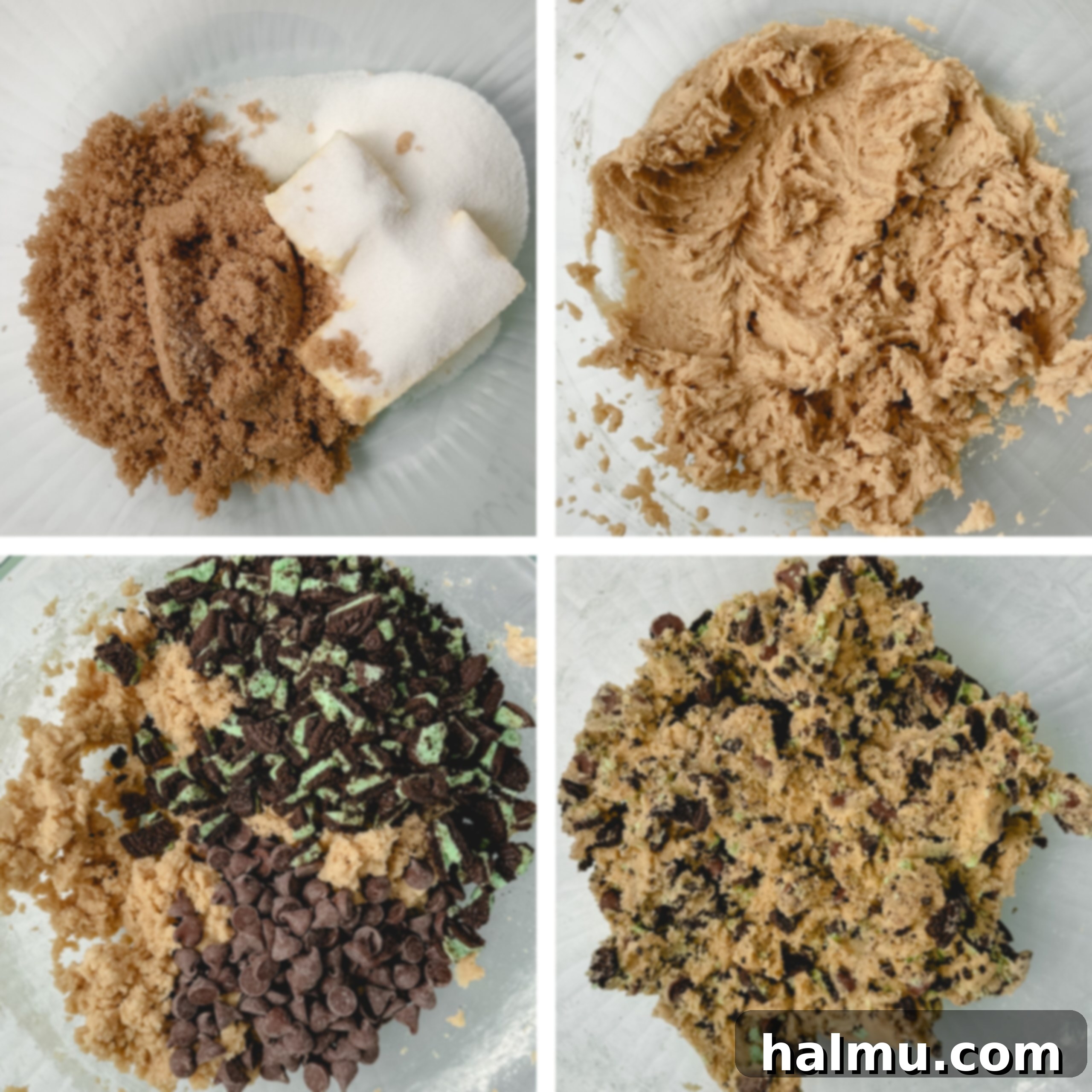 Mint Oreo Indulgence 4 Scooping Mint Oreo Cookie dough onto a baking sheet