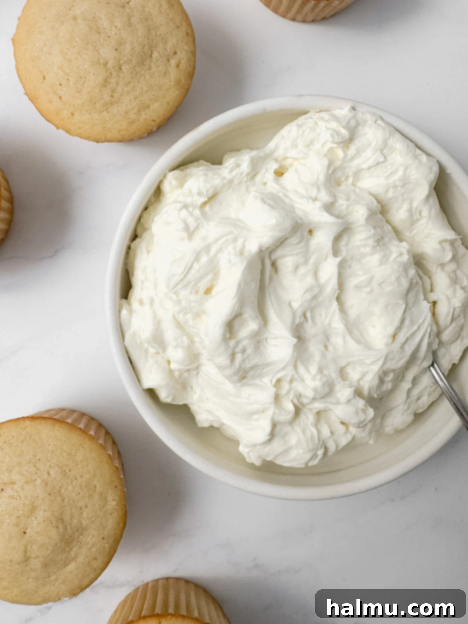 Airy Dream Frosting 4 Ingredients for Chantilly frosting laid out on a counter