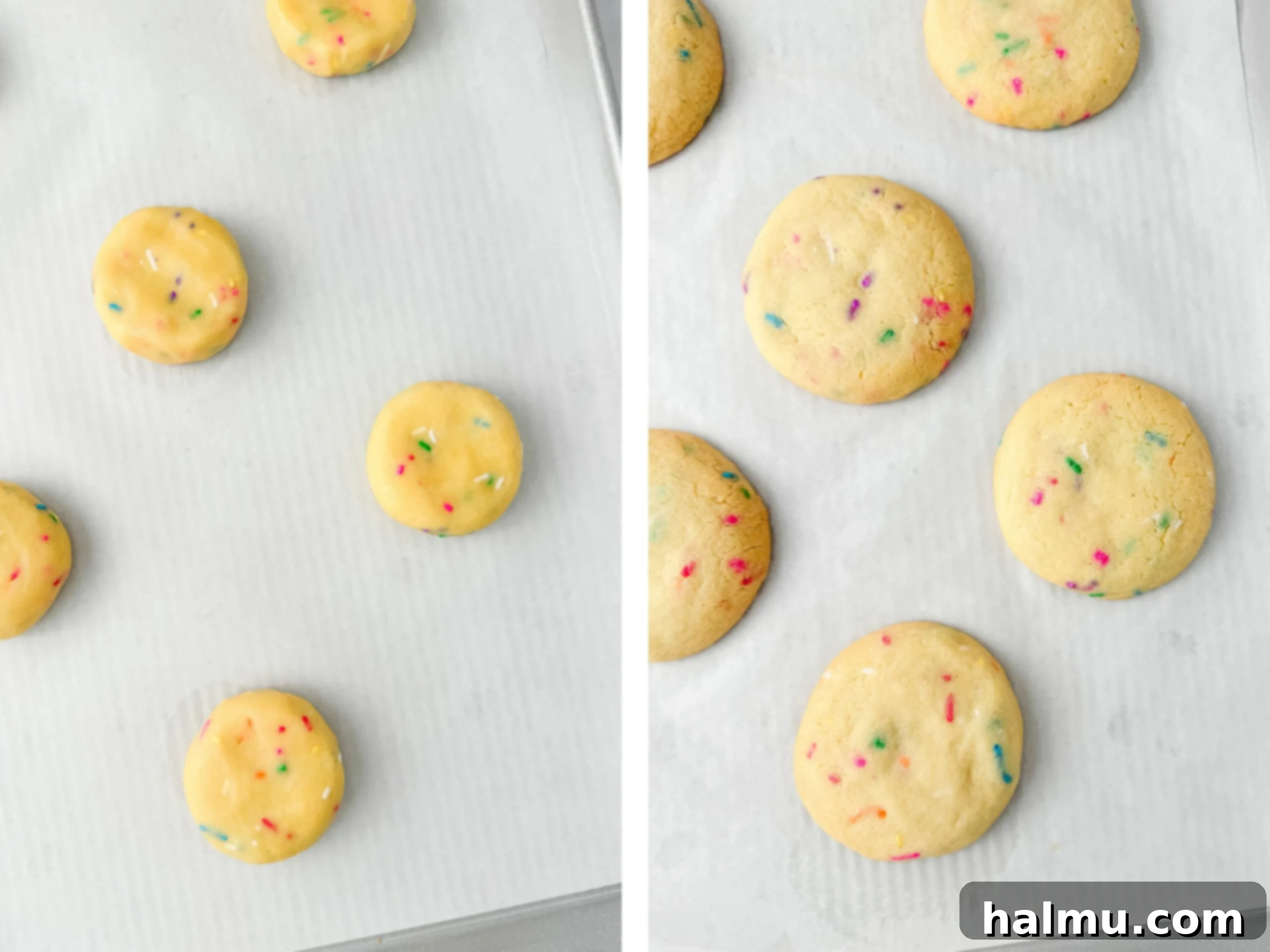 Funfetti Cake Cookies 5 Four freshly baked Birthday Cake Cookies cooling on a wire rack