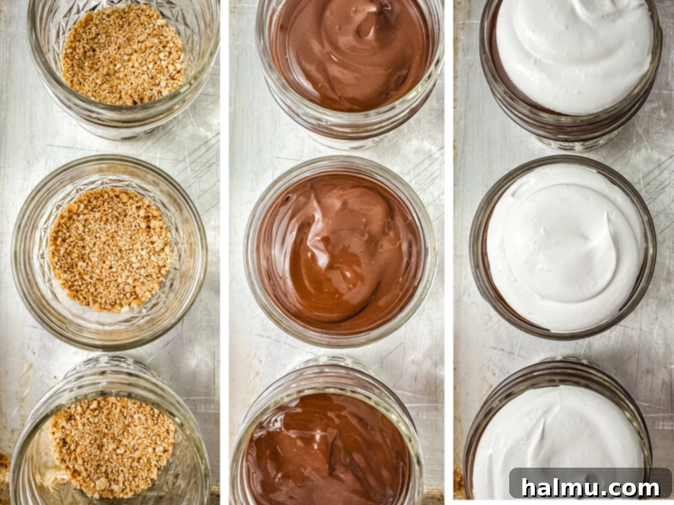 Ingredients for graham cracker crumble: crushed graham crackers and melted butter.