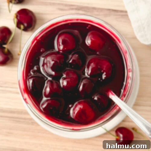 Homemade Cherry Bliss 10 A bowl of glossy cherry compote