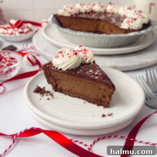 Decadent Chocolate Peppermint Dream 8 Chocolate Peppermint Pie with whipped cream and candy canes