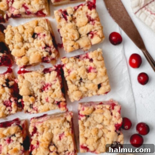 Close-up of a Cranberry Cheesecake Bar with a bite taken out.