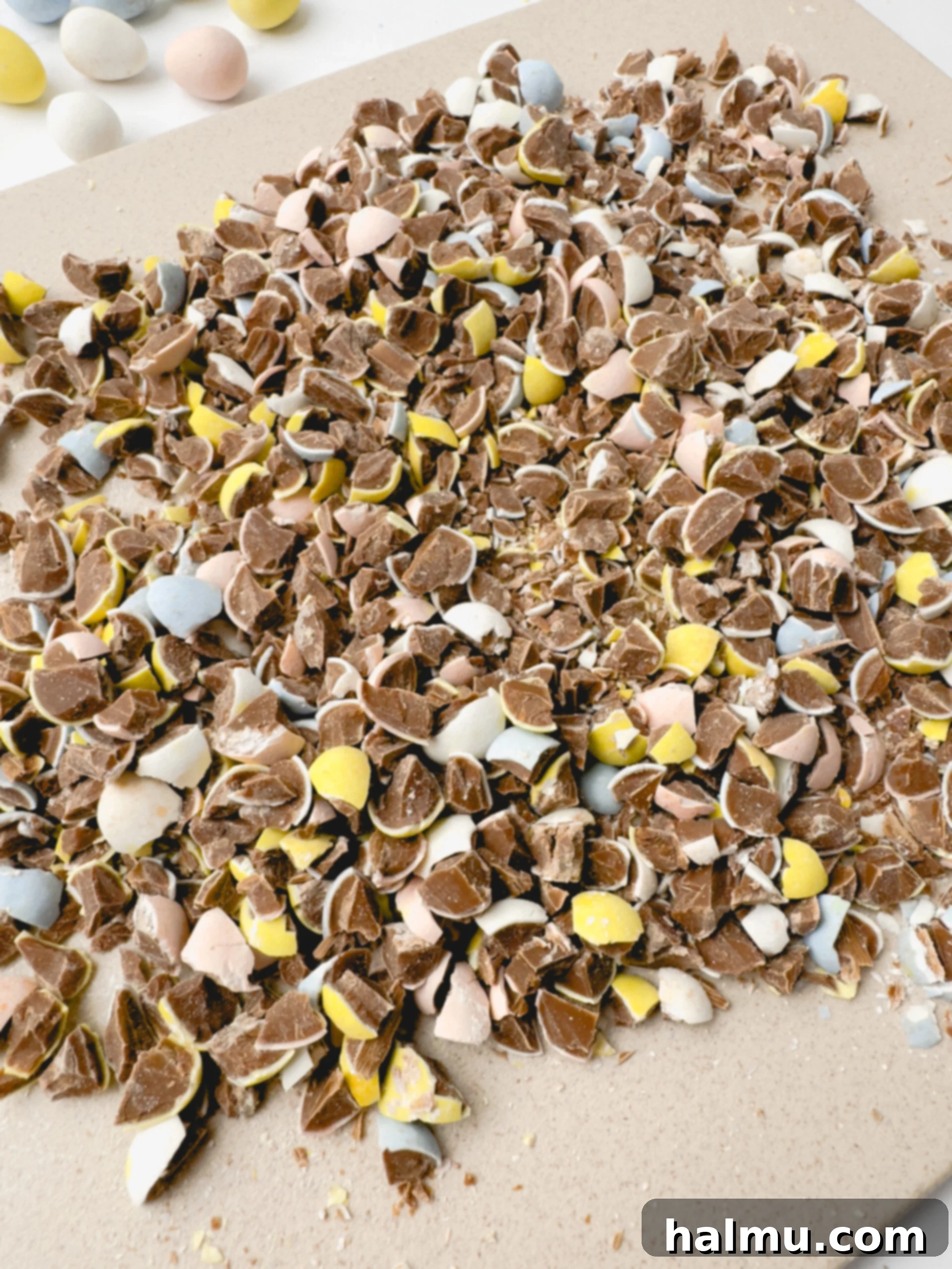 Easter Mini Egg Cheesecake Bites 5 Crushed chocolate mini eggs