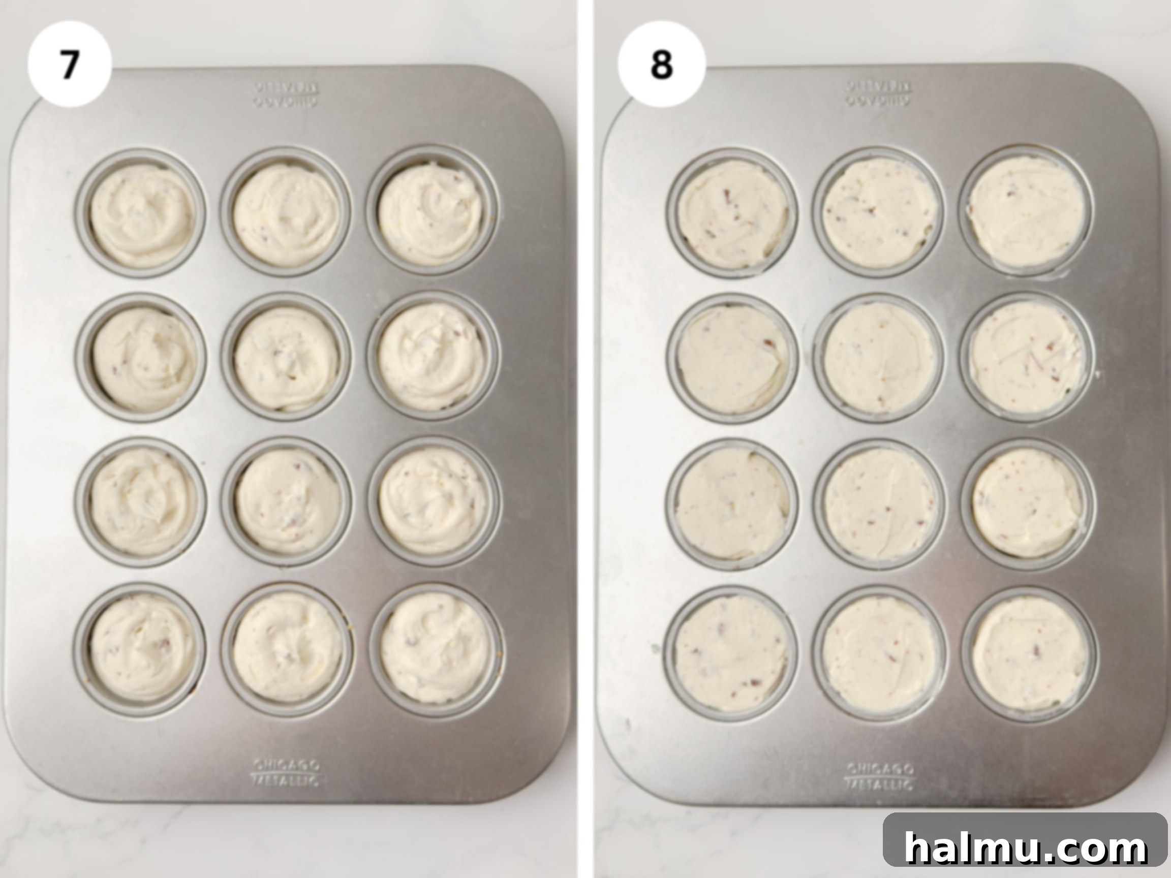 Easter Mini Egg Cheesecake Bites 7 Mini cheesecakes being unmolded