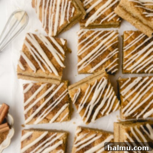 Sweet Cinnamon Swirl Blondies 9 Cinnamon Roll Blondies with glaze