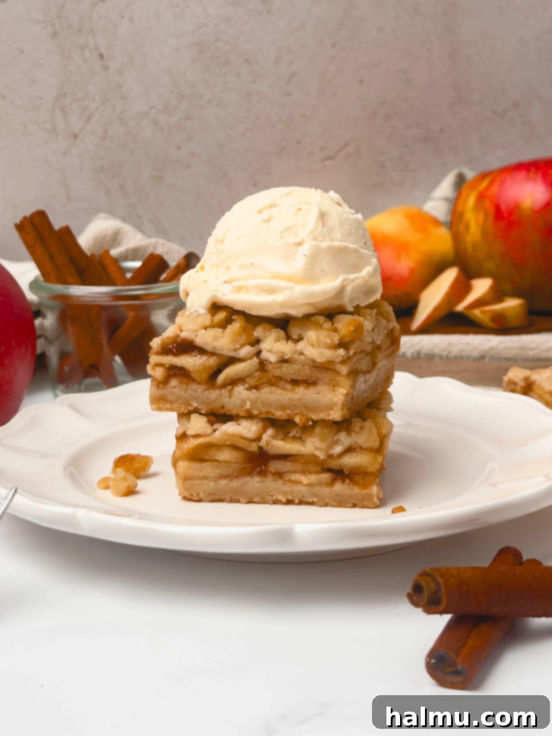 Delicious Apple Pie Bars with a buttery shortbread crust and crumb topping