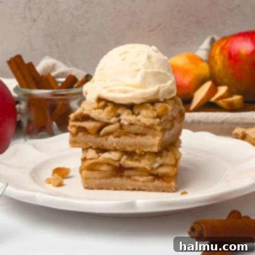 Close-up of a stack of Apple Pie Bars