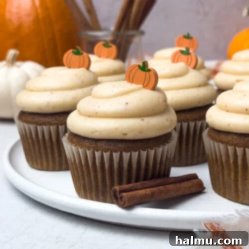 Pumpkin Cupcakes with Cream Cheese Swirl 10 Pumpkin Cupcakes Final Product