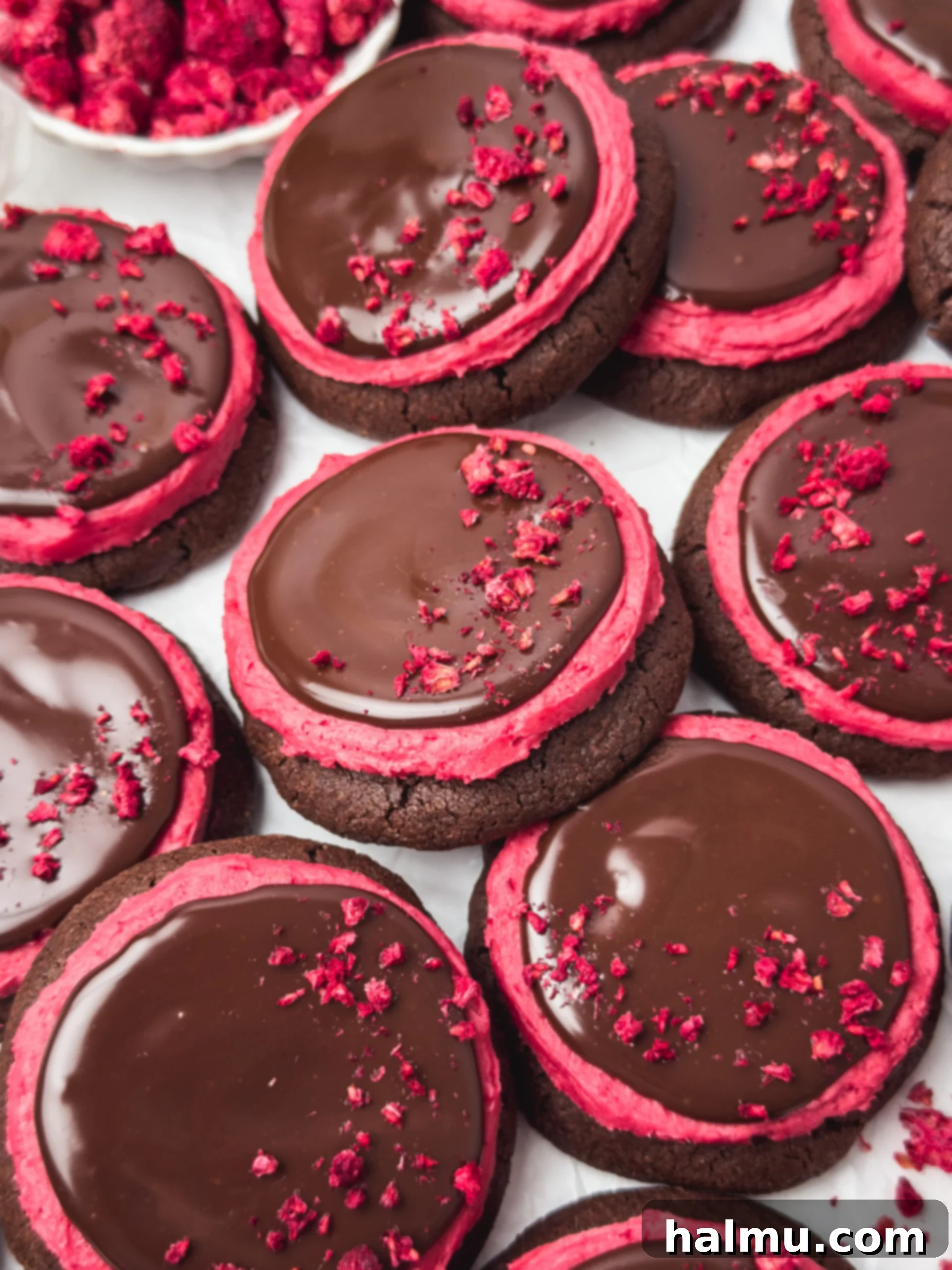 Frosted Raspberry Chocolate Cookies